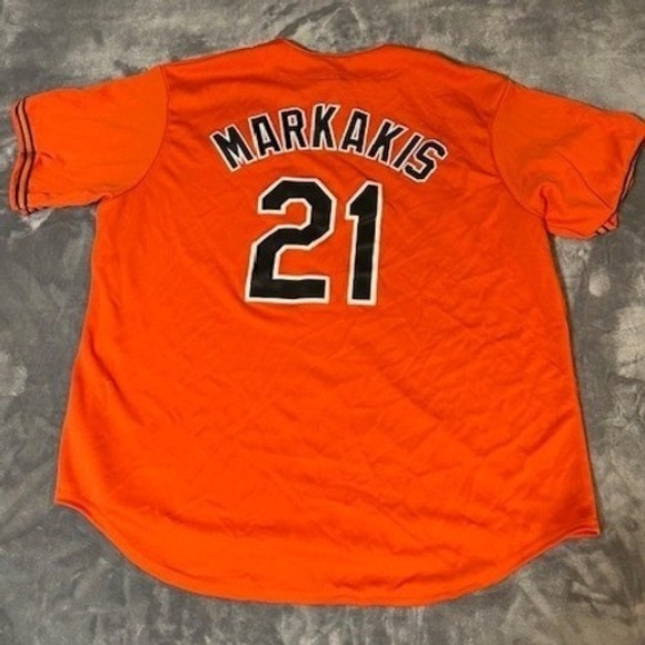 Majestic Gueuine Baltimore Orioles Markakis 21 Orange Baseball Jersey Men's XXL - Picture 3 of 9